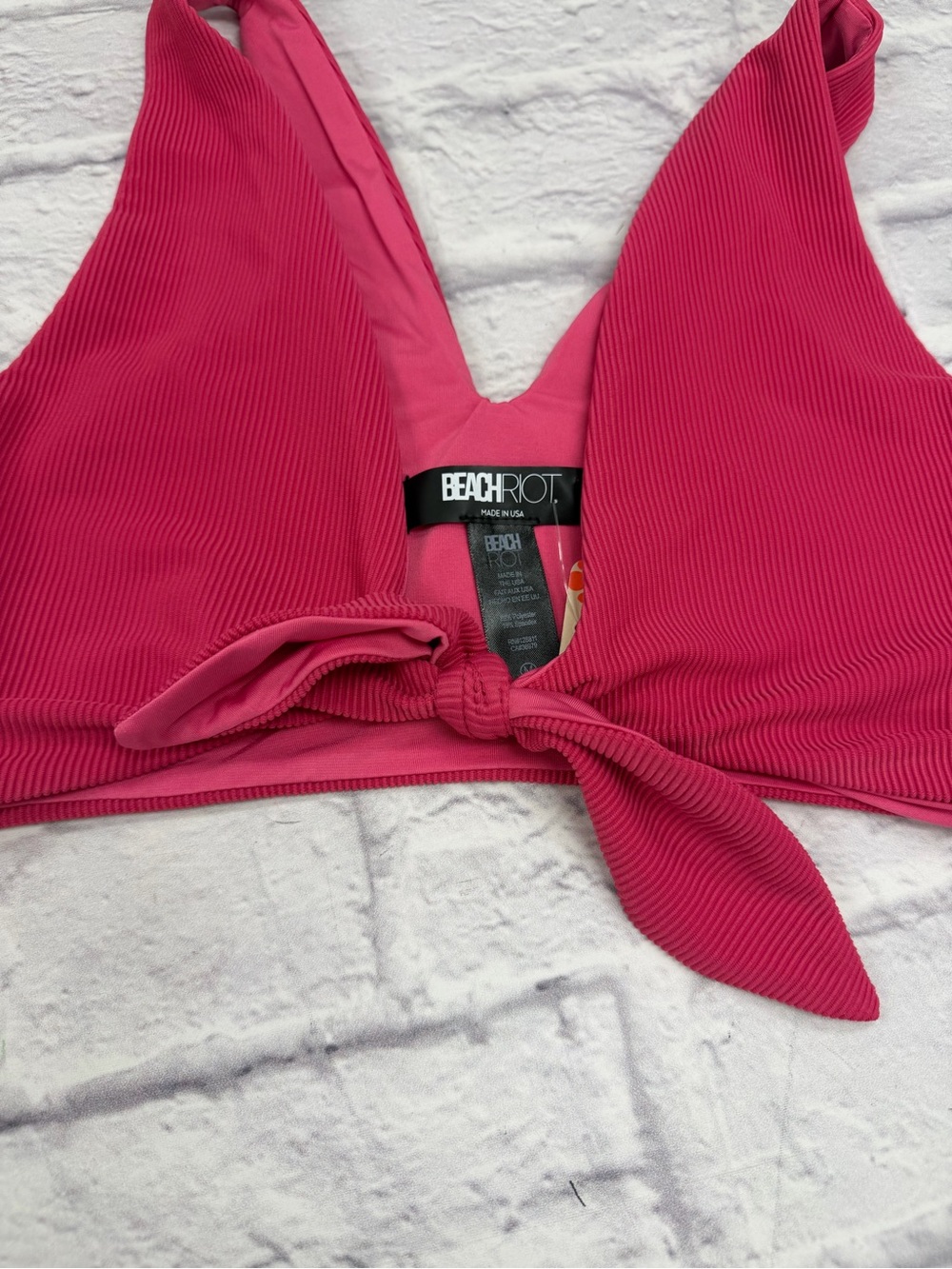 Beach Riot Ribbed Emma Bikini Top in Rasberry NWT's Sz M Pool Vacation Swim - Picture 5 of 17